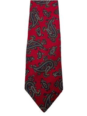 ENRICO CAPUCCI Red Classic Blue Paisley Design 100% Silk Neck tie Rome & NY